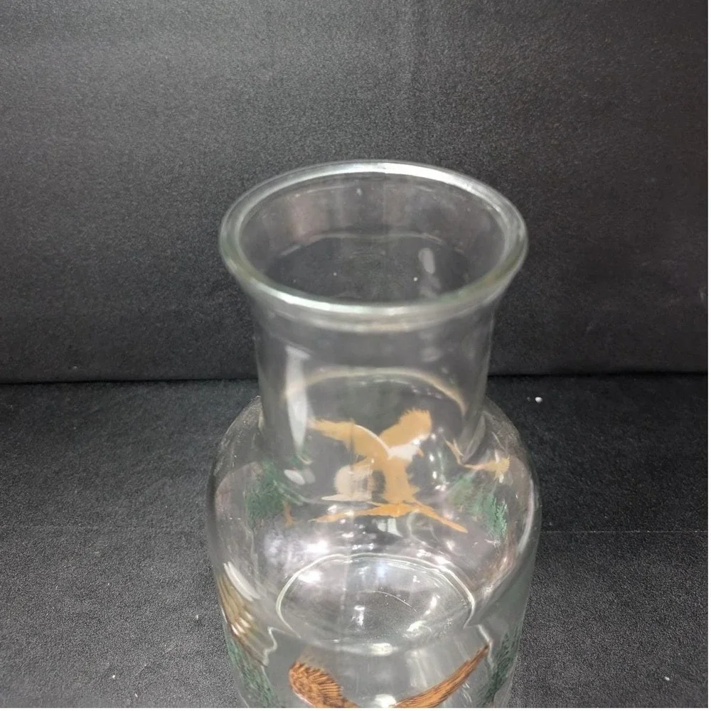 Clear‎ Glass Jar With Eagle Design, Vintage Lidded Kitchen Canister, Home Accent